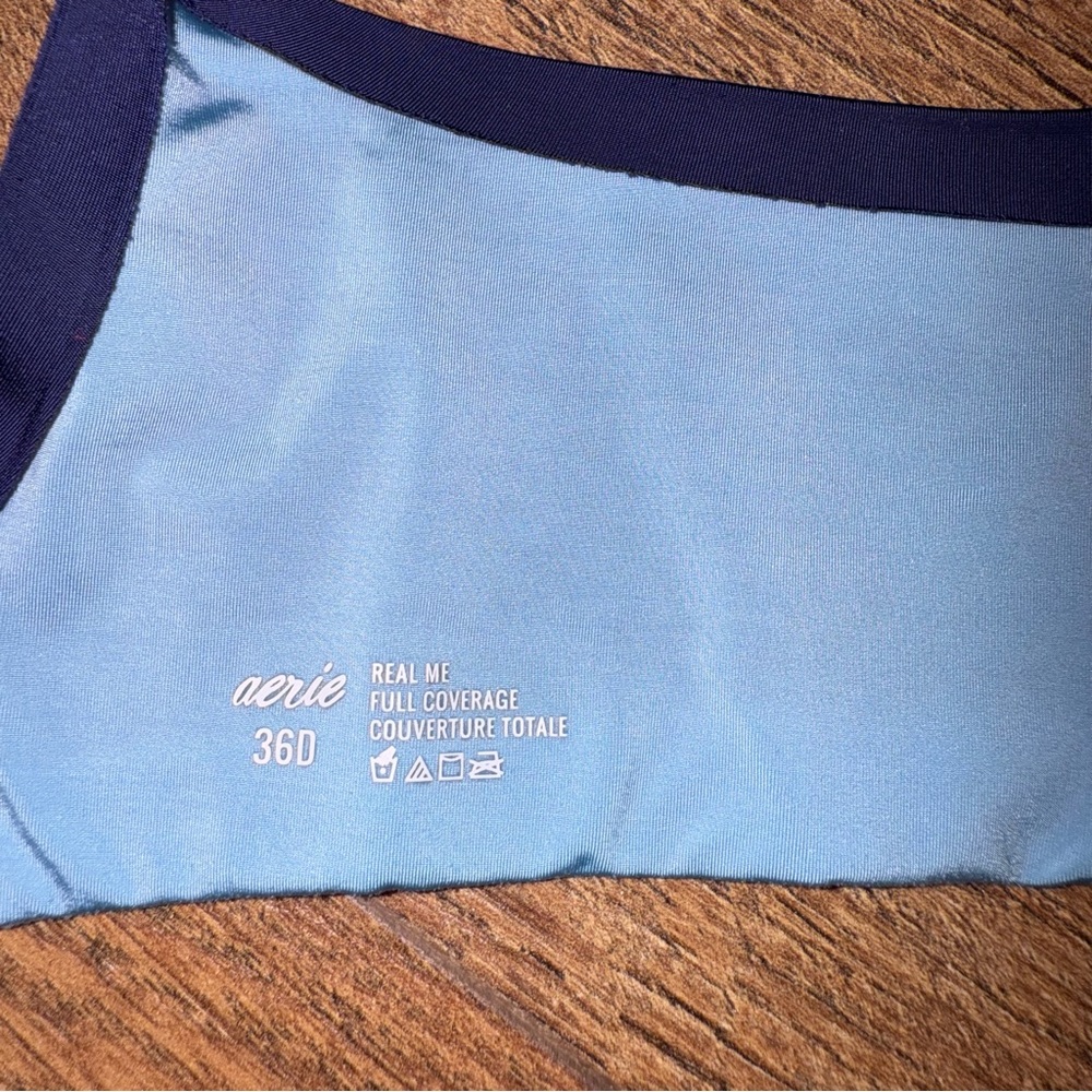 Aerie Real Me Full Coverage Blue Underwire Bra with Cute Star Print - Picture 6 of 13